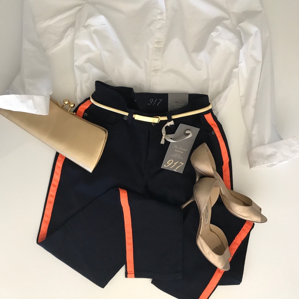 Denim Skinny Tuxedo Neon Orange-The Limited-NWT